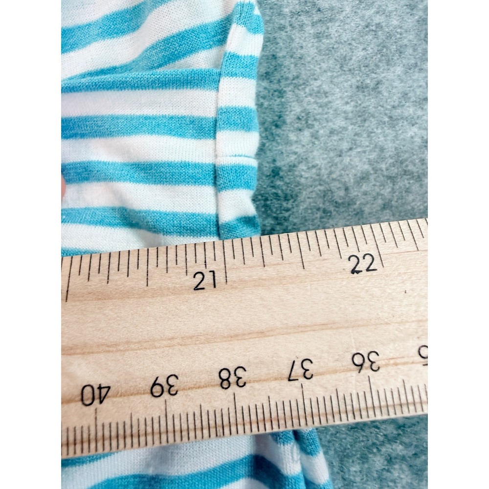 UVN Womens XXL Striped T-Shirt Dress Turquoise White Short Sleeve Belted Pockets - Picture 7 of 7